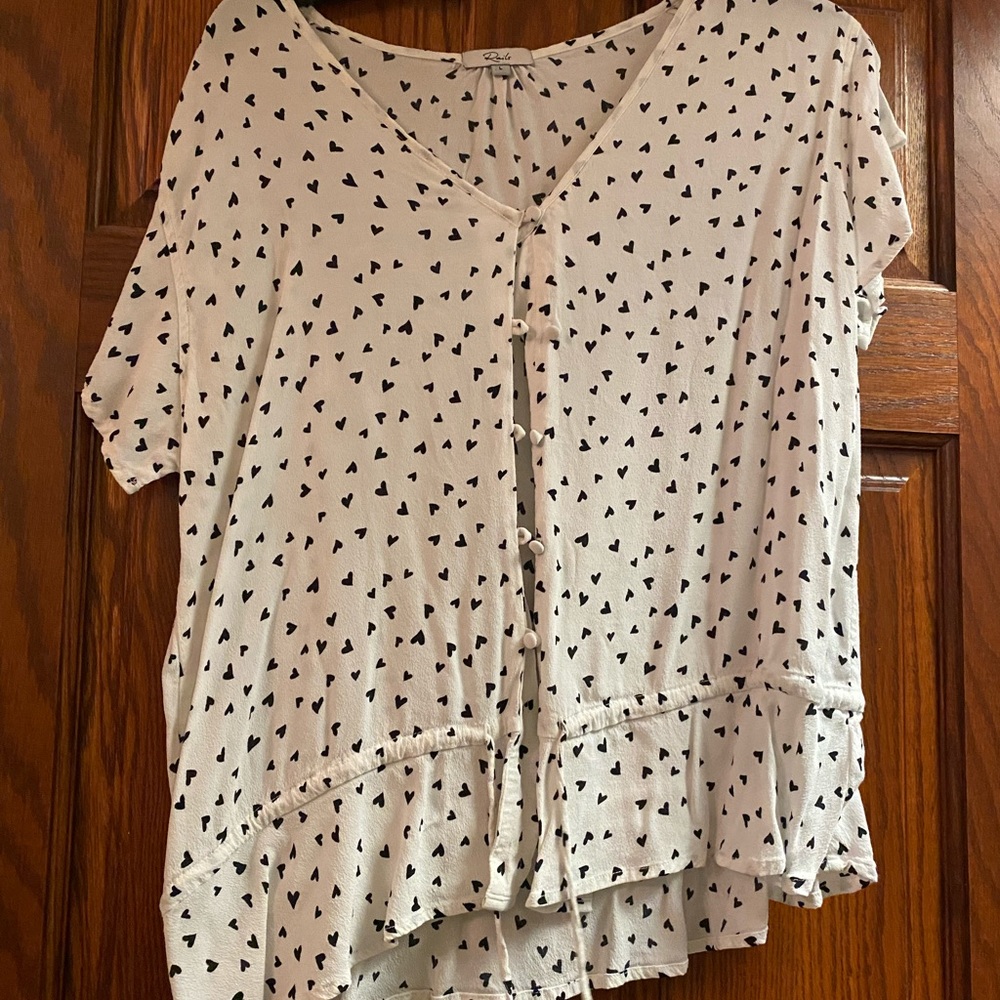 Rails Black and White Heart Shirt